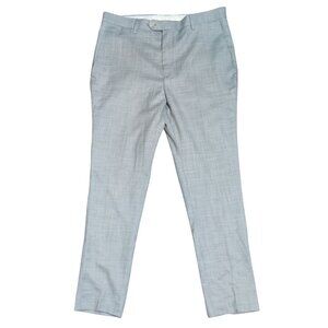 Studio Ferera 36W Grey Dress Pants Slim Fit Tapered Flat Front Workwear Trousers